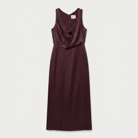 Draped Satin Midi Dress