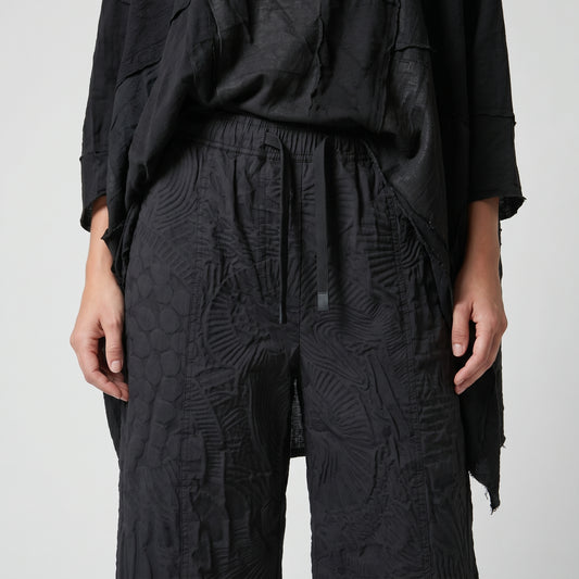 Textured Drawstring Wide Leg Trousers