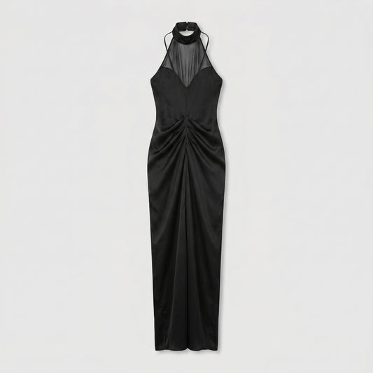 Sleek Black Halter Maxi Dress