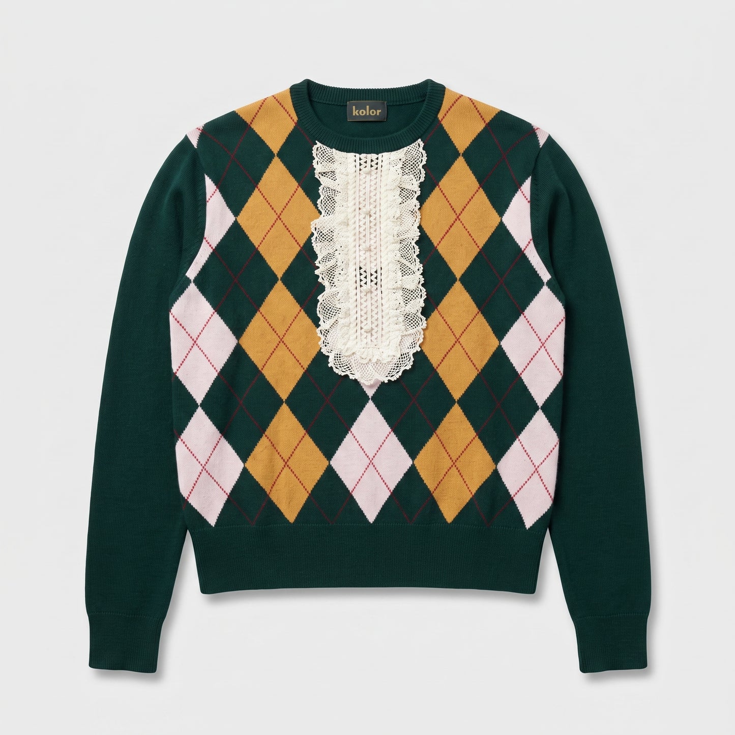 Argyle Knit With Lace Detail