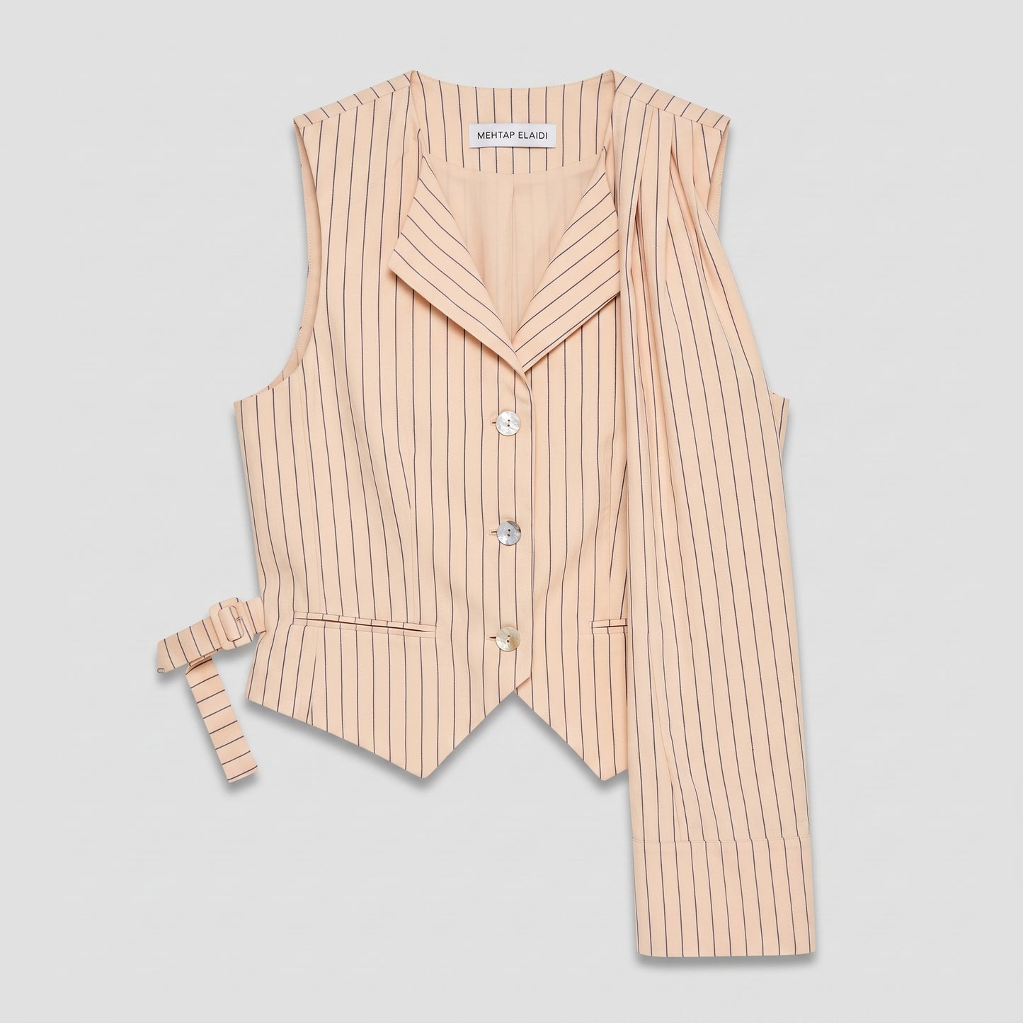 Tailored Striped Asymmetric Vest