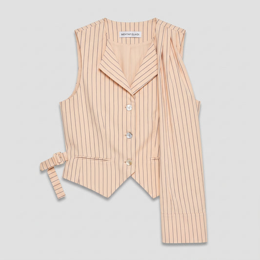 Tailored Striped Asymmetric Vest