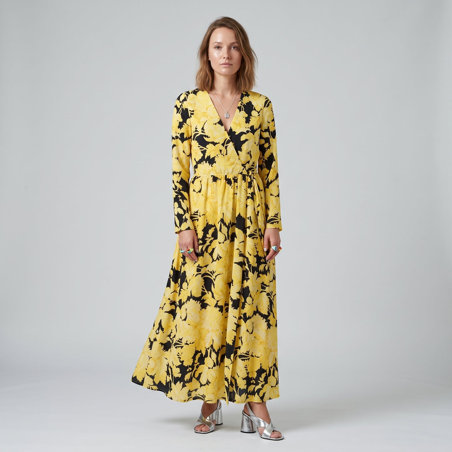 Floral Wrap Midi Dress