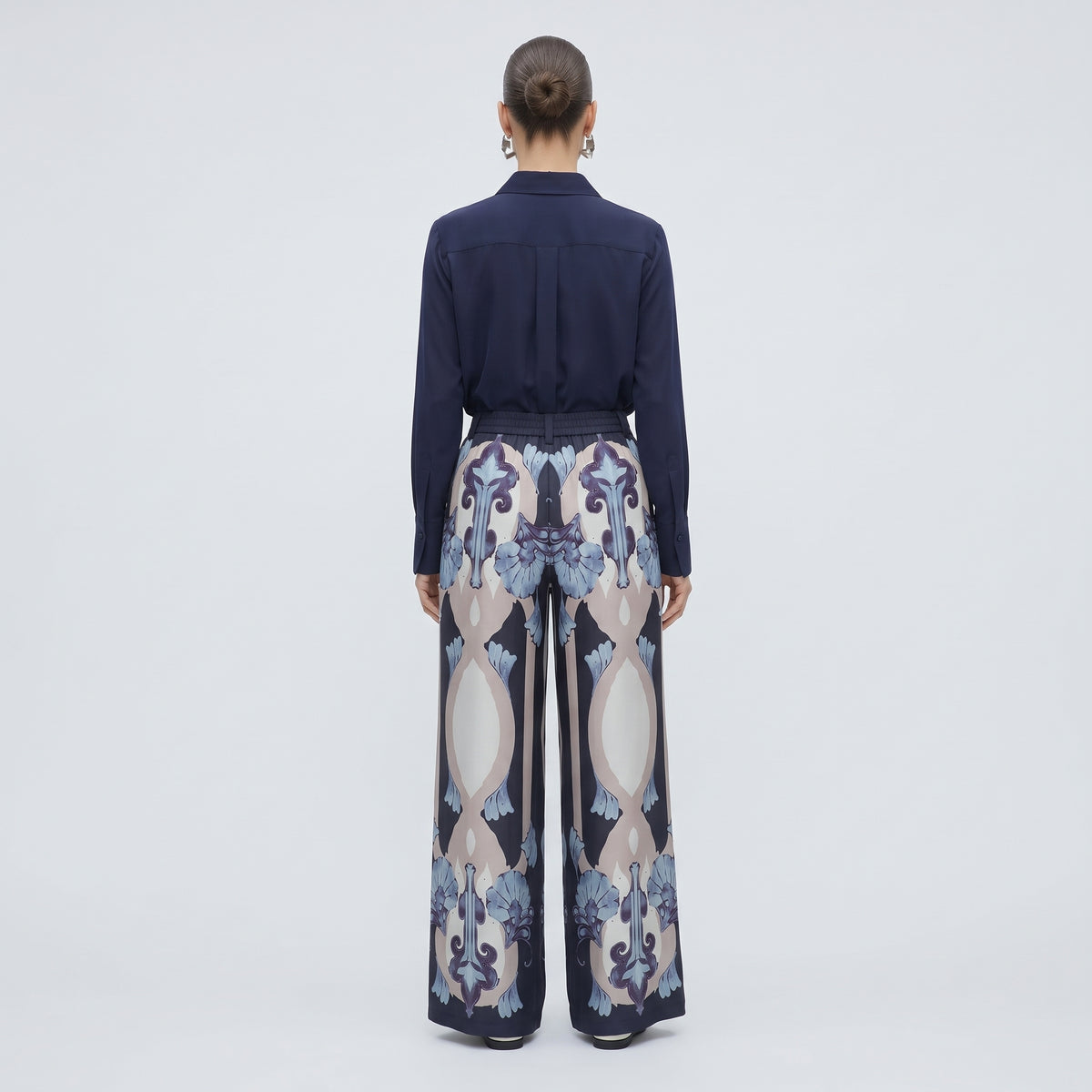 Printed Wide Leg Tailored Trousers