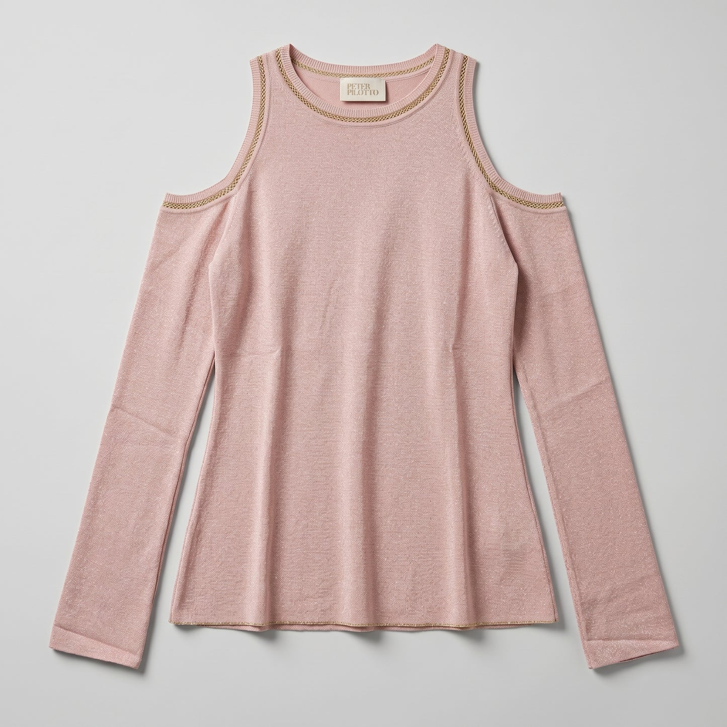 Metallic Cold Shoulder Knit Top
