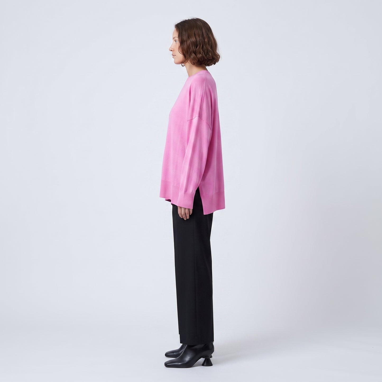 Vibrant Pink Crewneck Knit Sweater