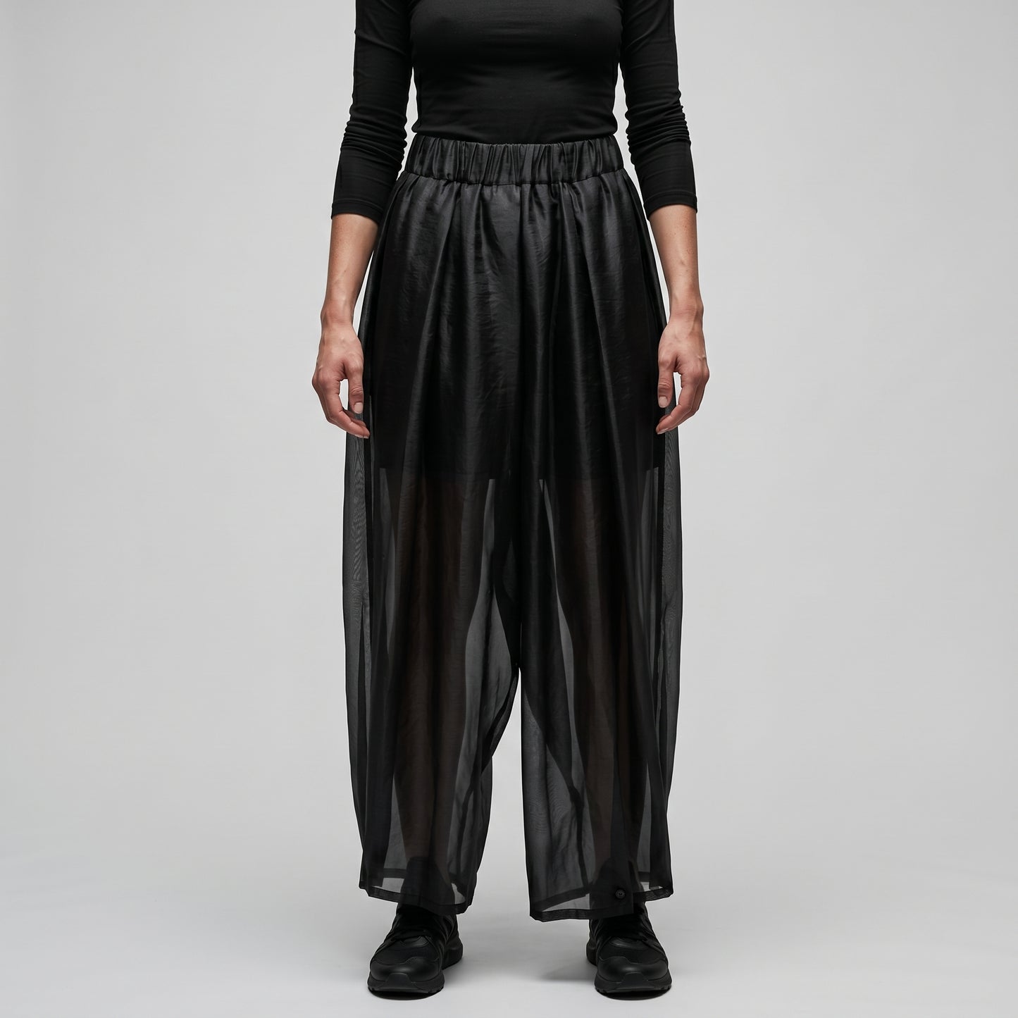 Sheer Pleated Culotte Trousers