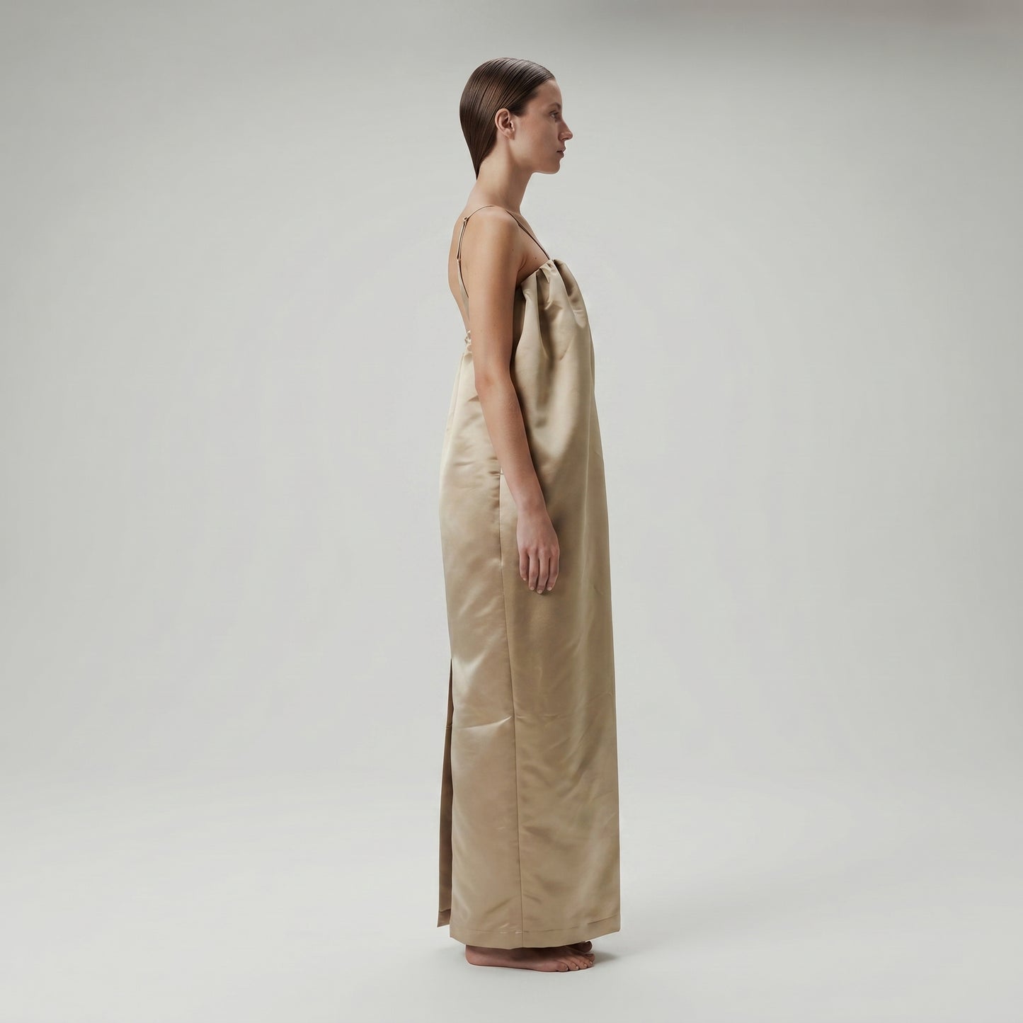 Satin Cross-Strap Midi Dress