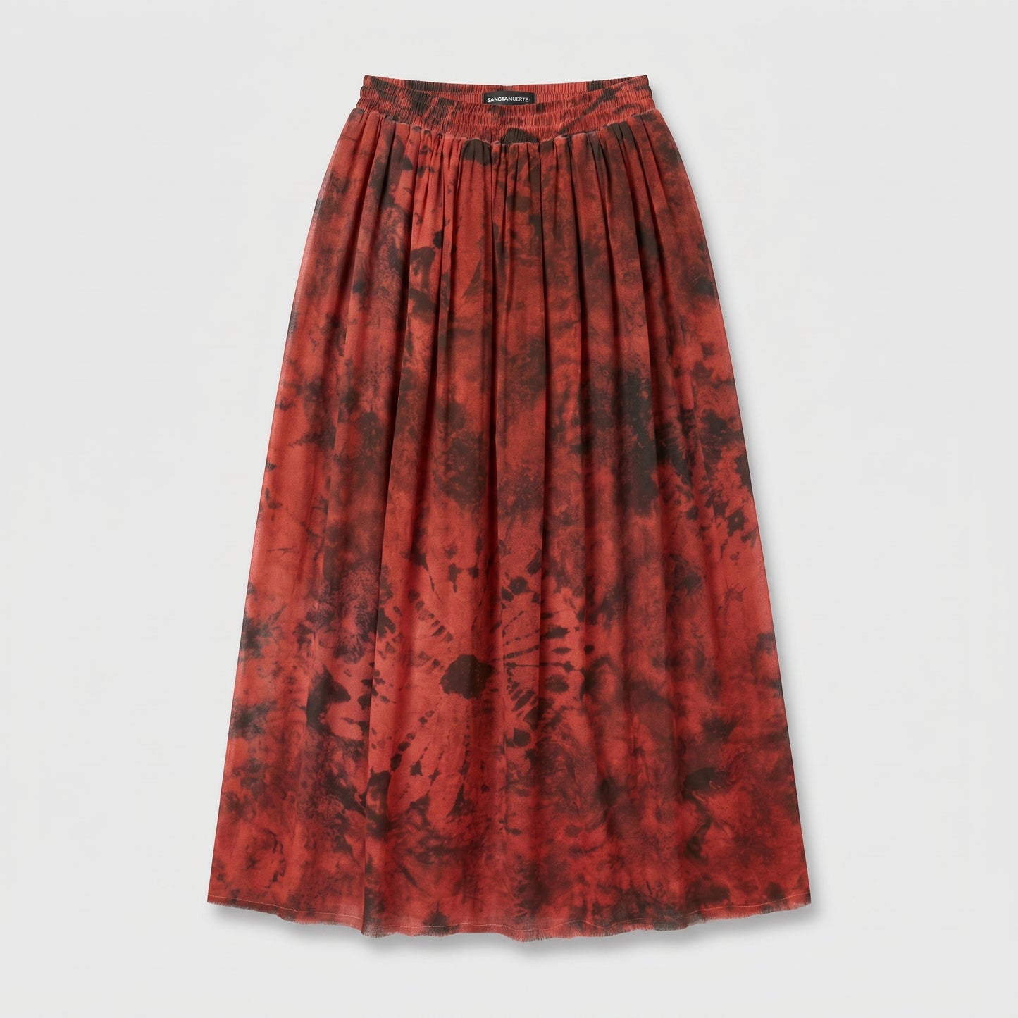 Tie-Dye Pleated Midi Skirt