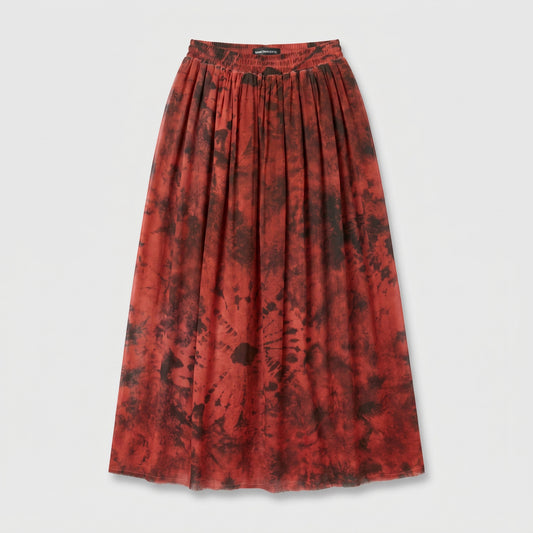 Tie-Dye Pleated Midi Skirt