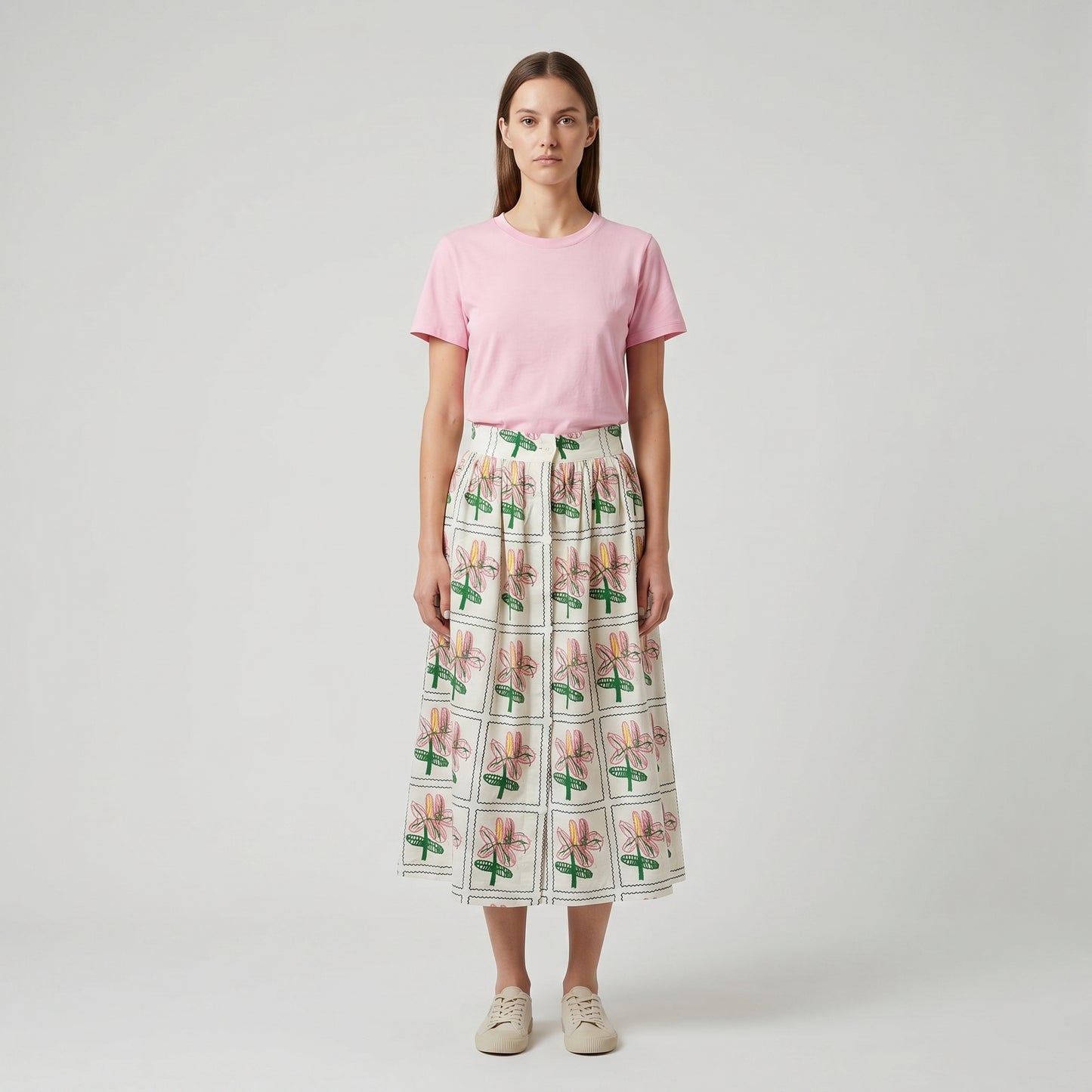 Floral Print Midi Skirt