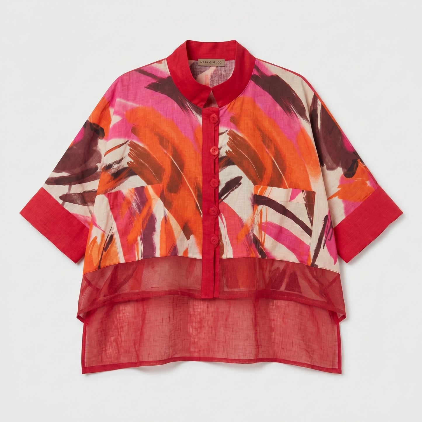 Abstract Print Linen Blouse