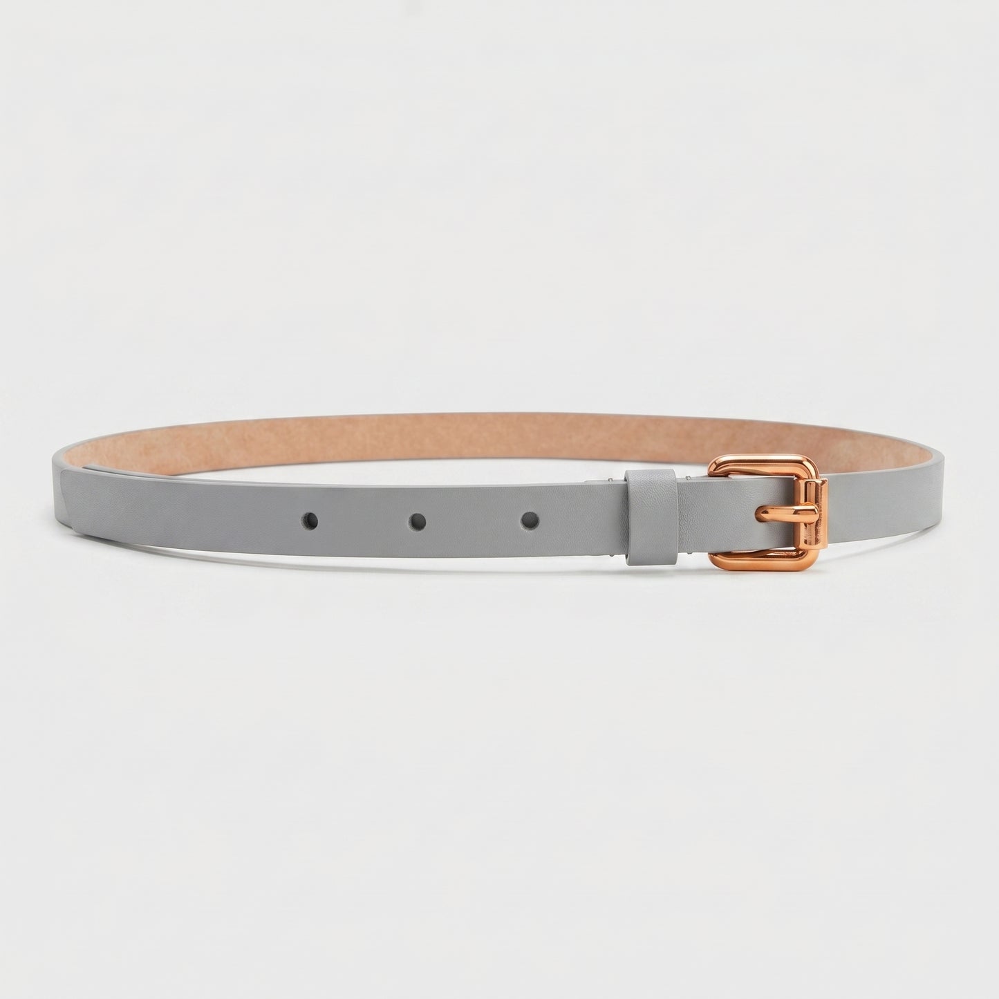 Slim Grey Leather Belt