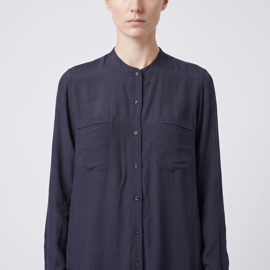 Midnight Navy Mandarin Collar Shirt