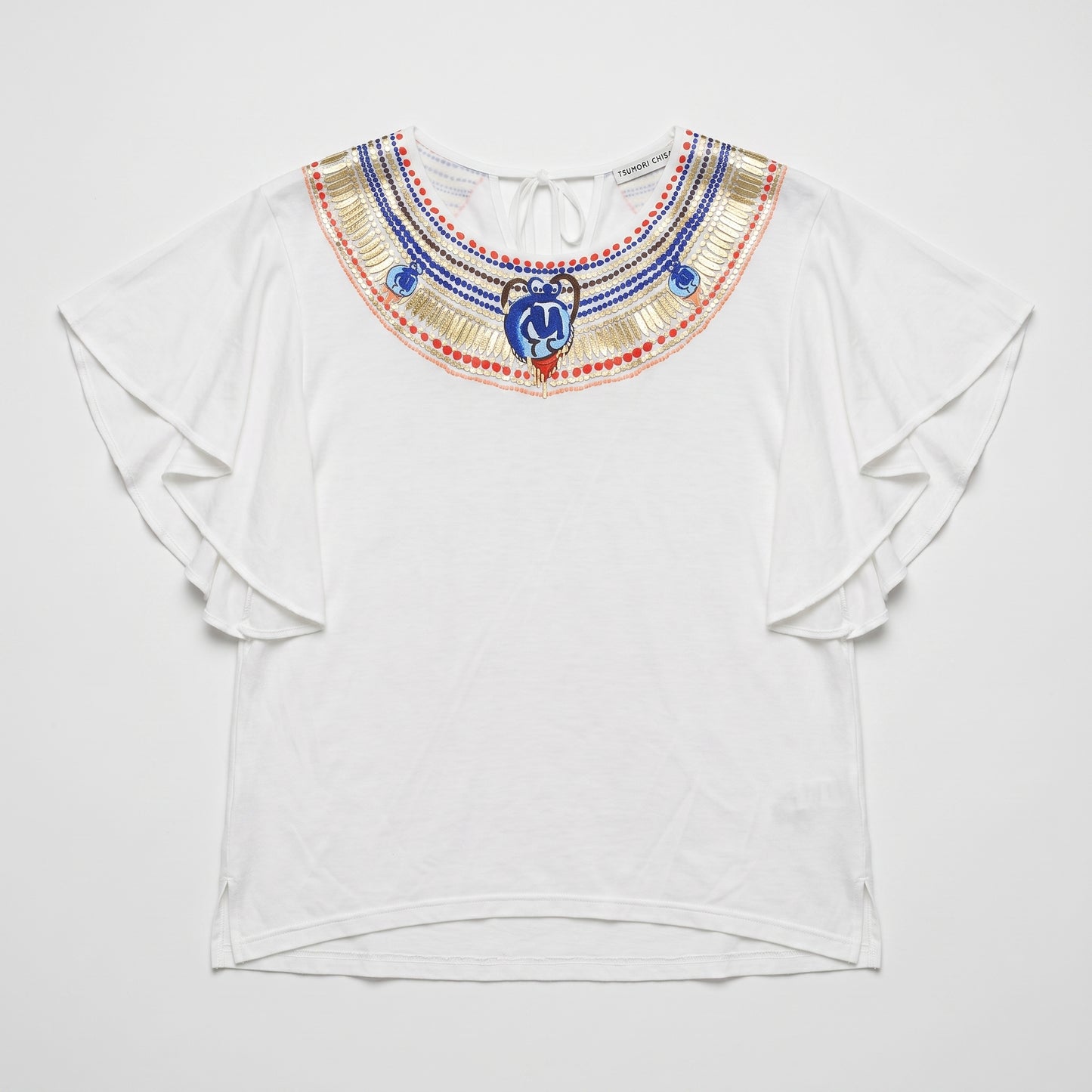Embroidered Ruffle Sleeve Top