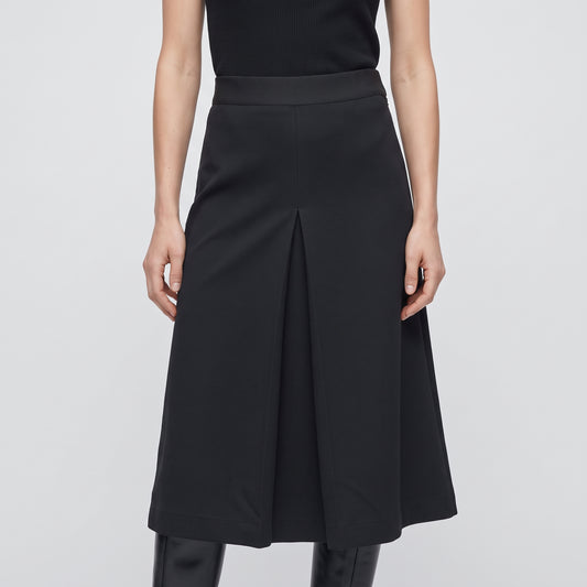 Tailored Black Pleated Skirt