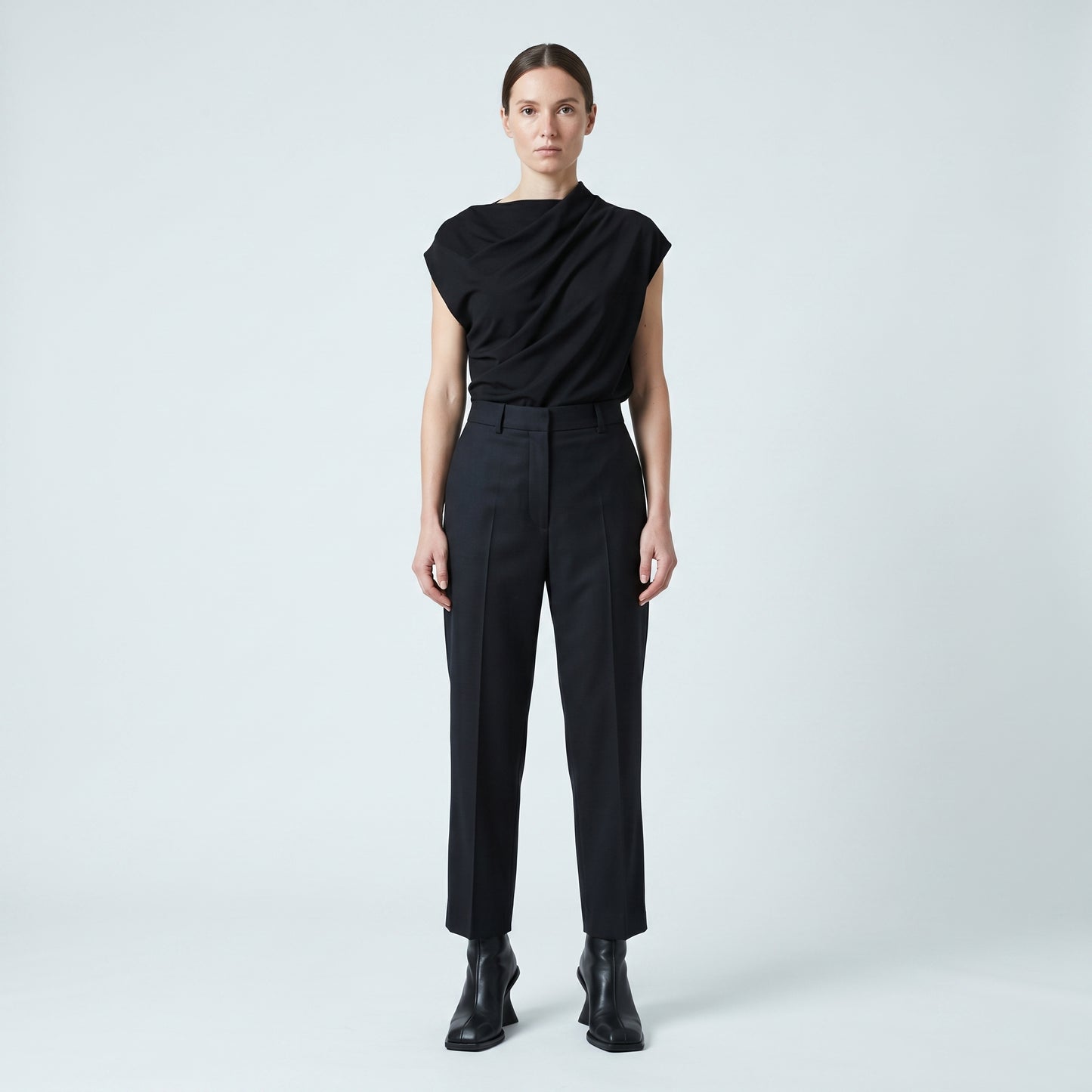 Tailored High-Waisted Black Trousers