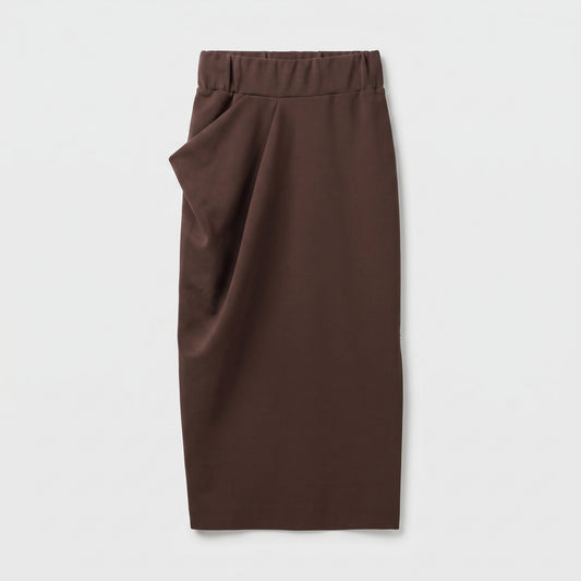 Draped High-Waisted Midi Skirt