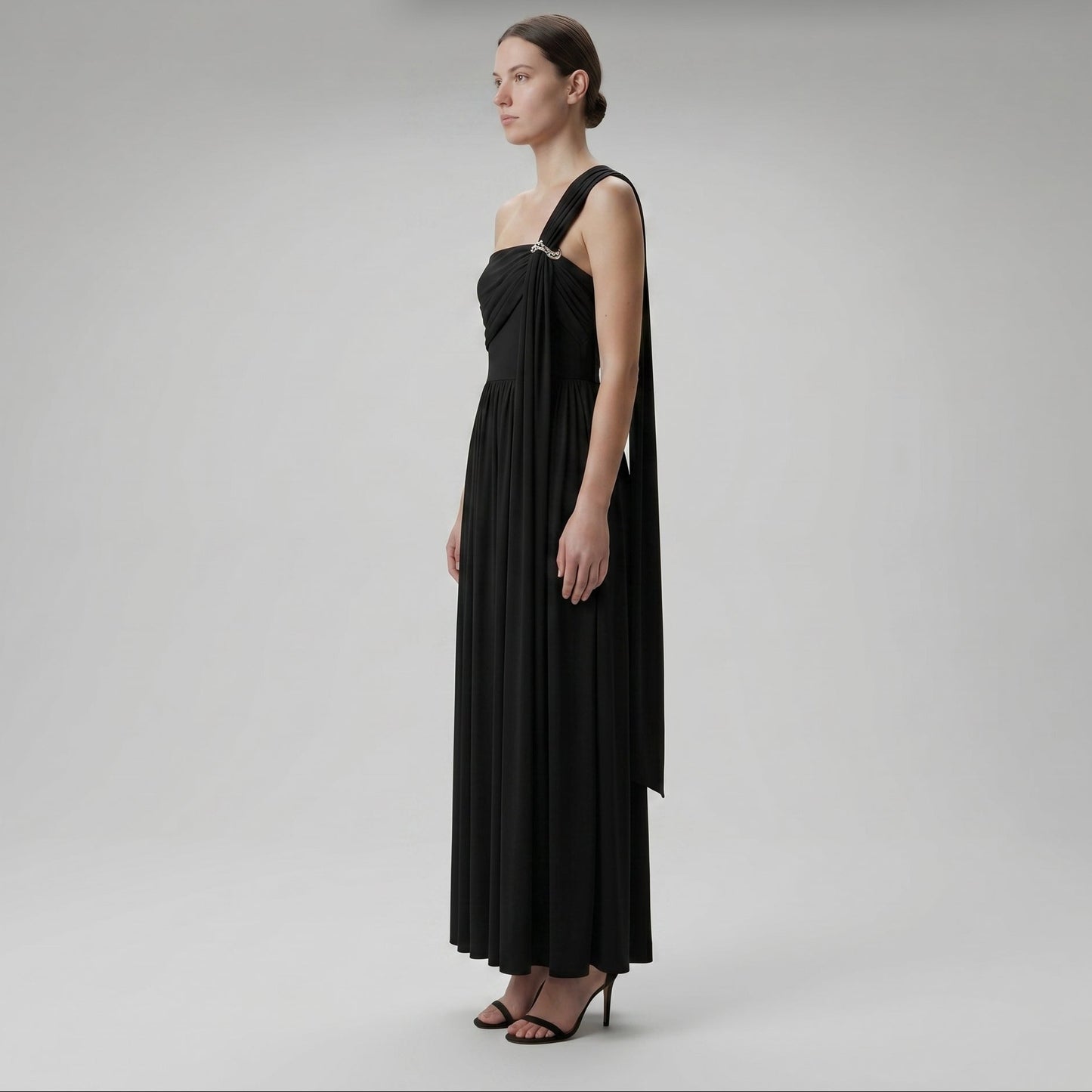 One-Shoulder Draped Evening Dress