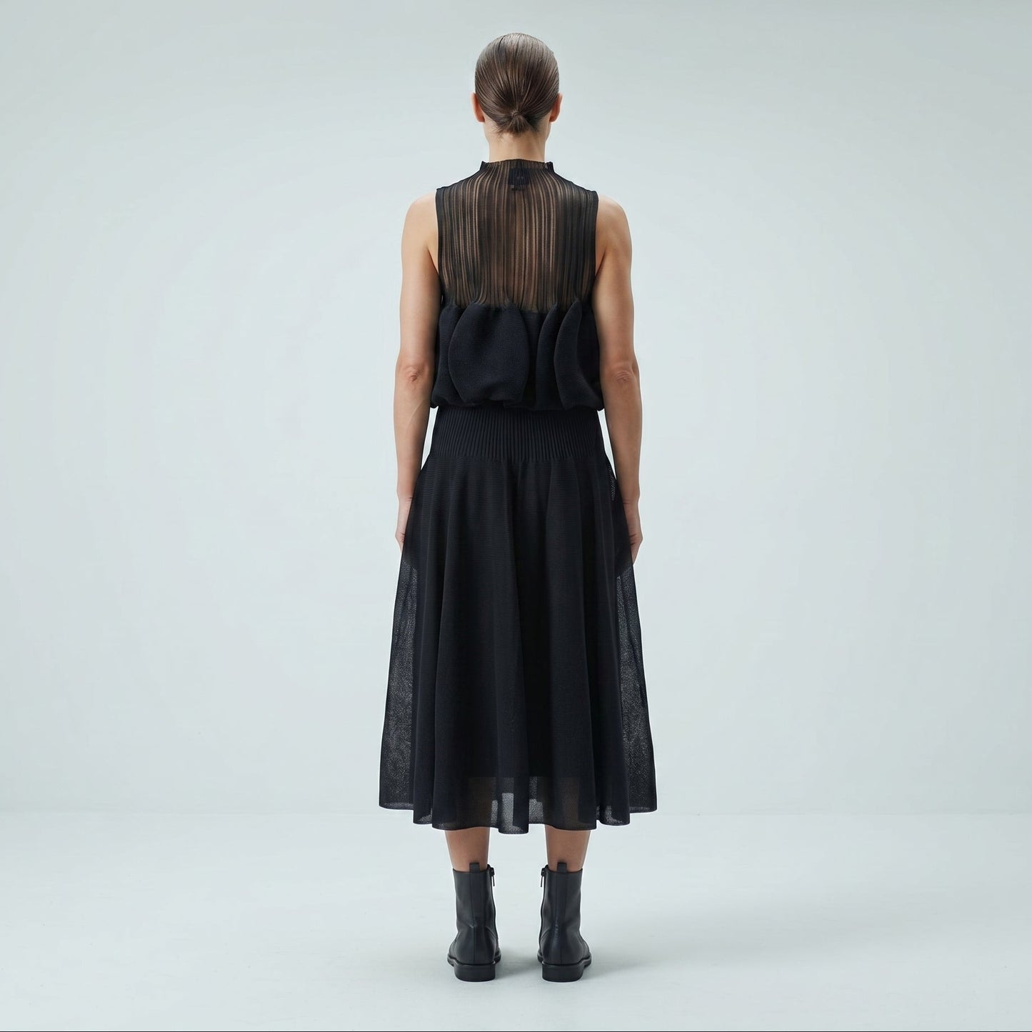 High-Waist Pleated Knit Skirt
