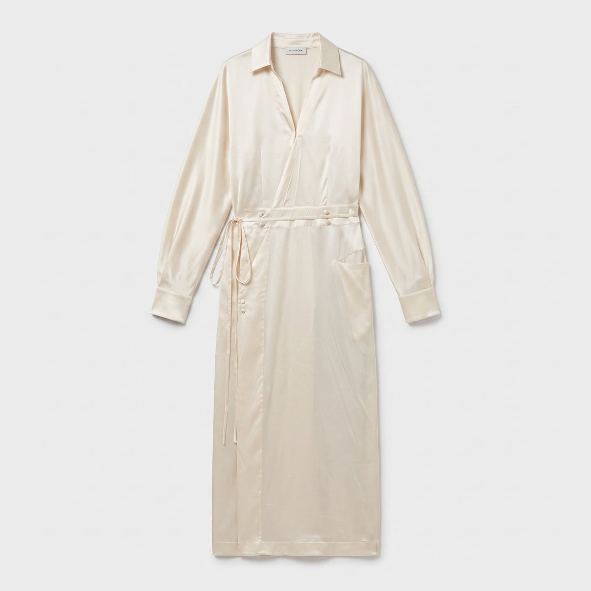 Elegant Satin Wrap Midi Dress