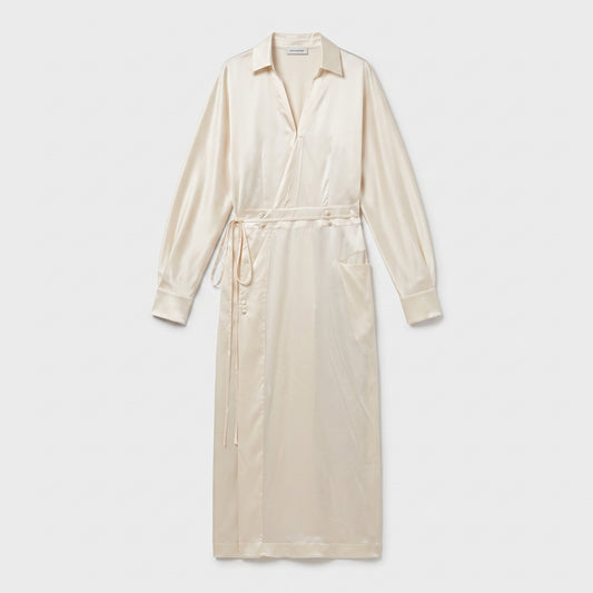 Elegant Satin Wrap Midi Dress