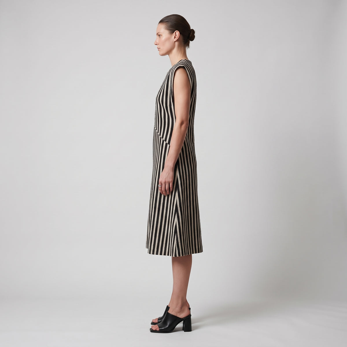 Structured Striped Sleeveless Dress
