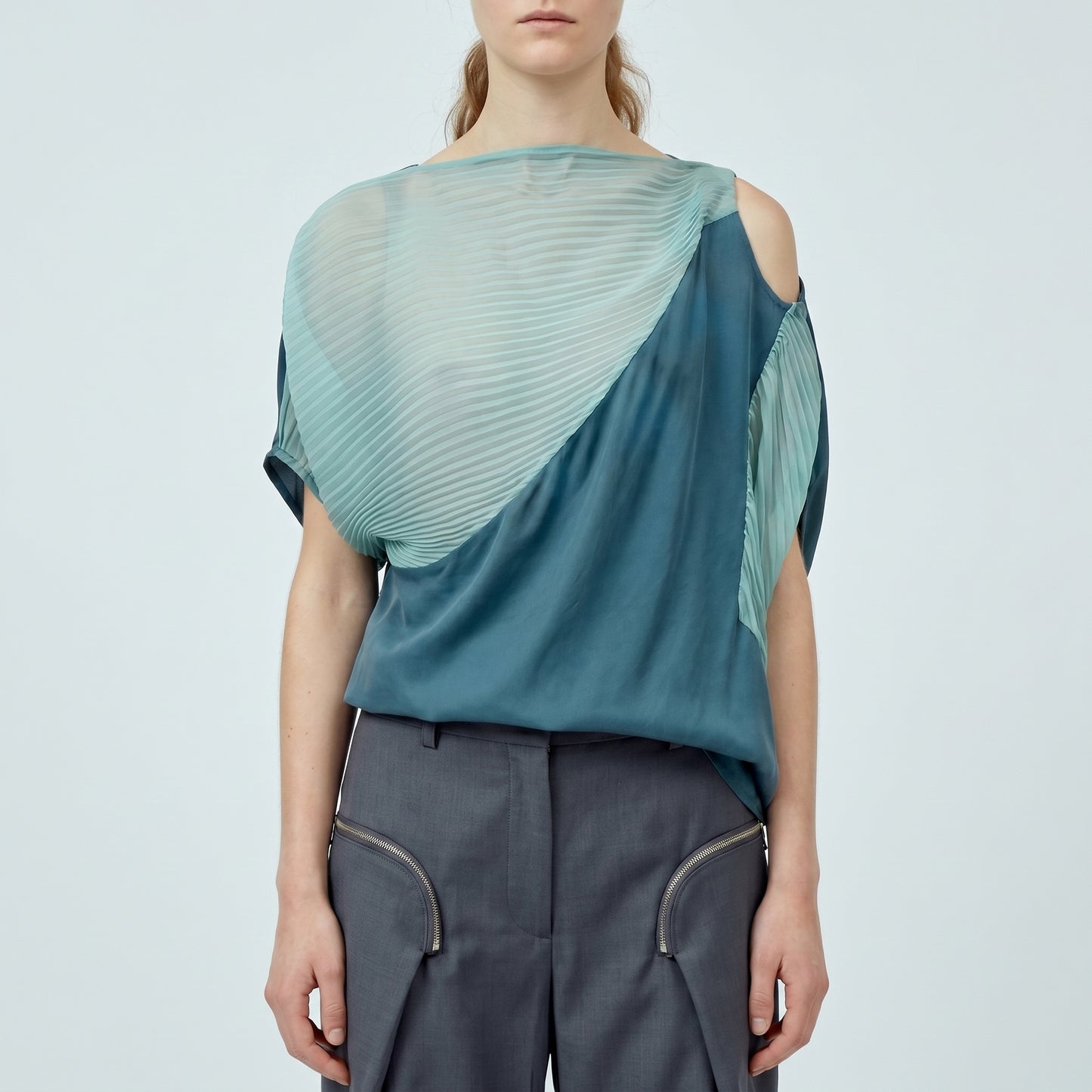 Asymmetric Pleated Draped Top