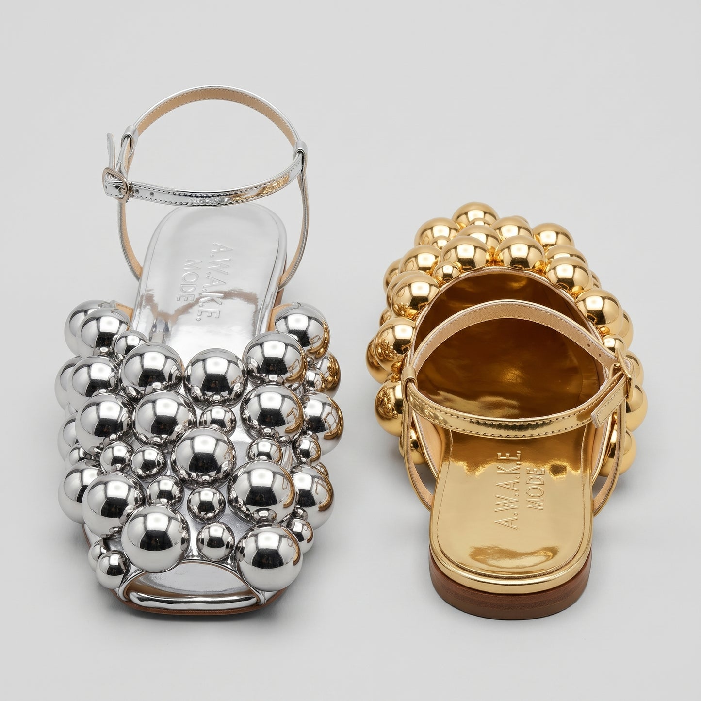 Metallic Beaded Flat Sandals