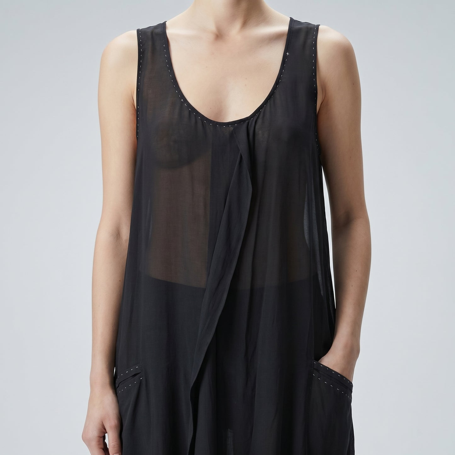 Sheer Black Sleeveless Tunic
