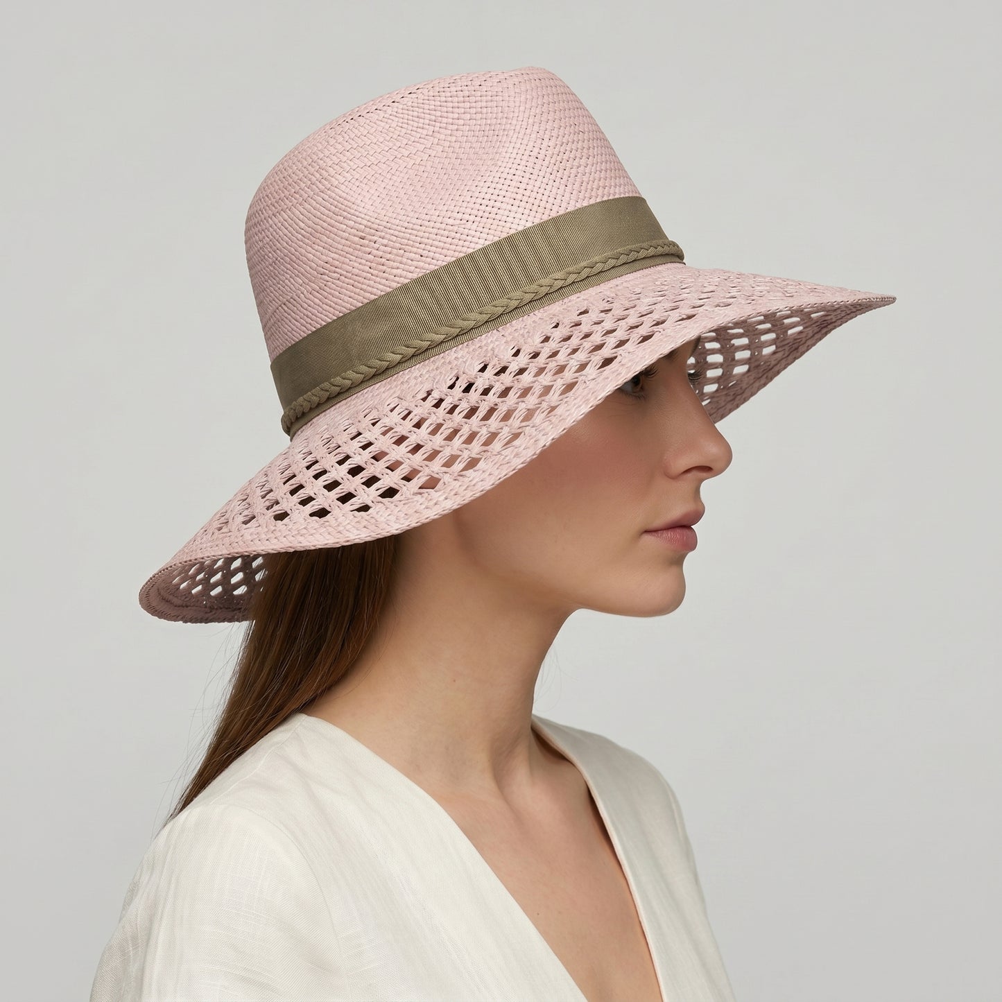 Pink Woven Straw Panama Hat