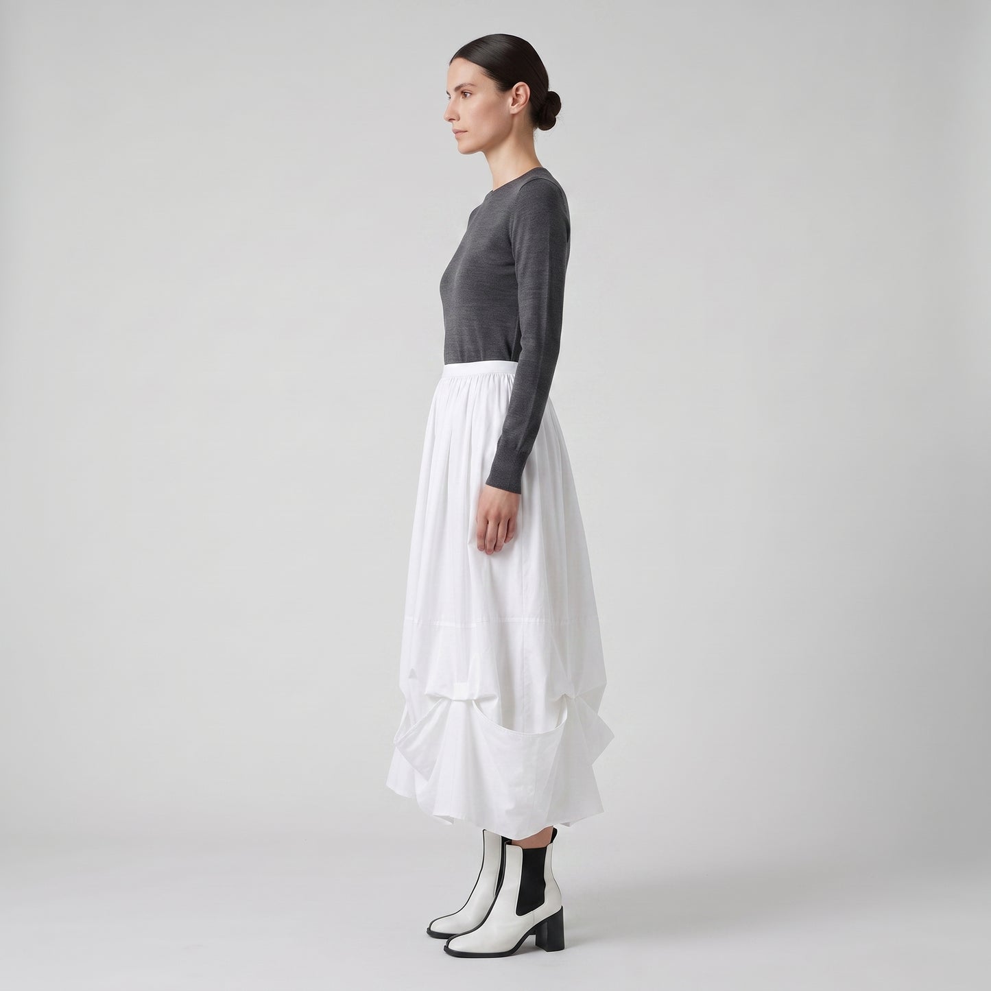 Architectural Draped Cotton Skirt