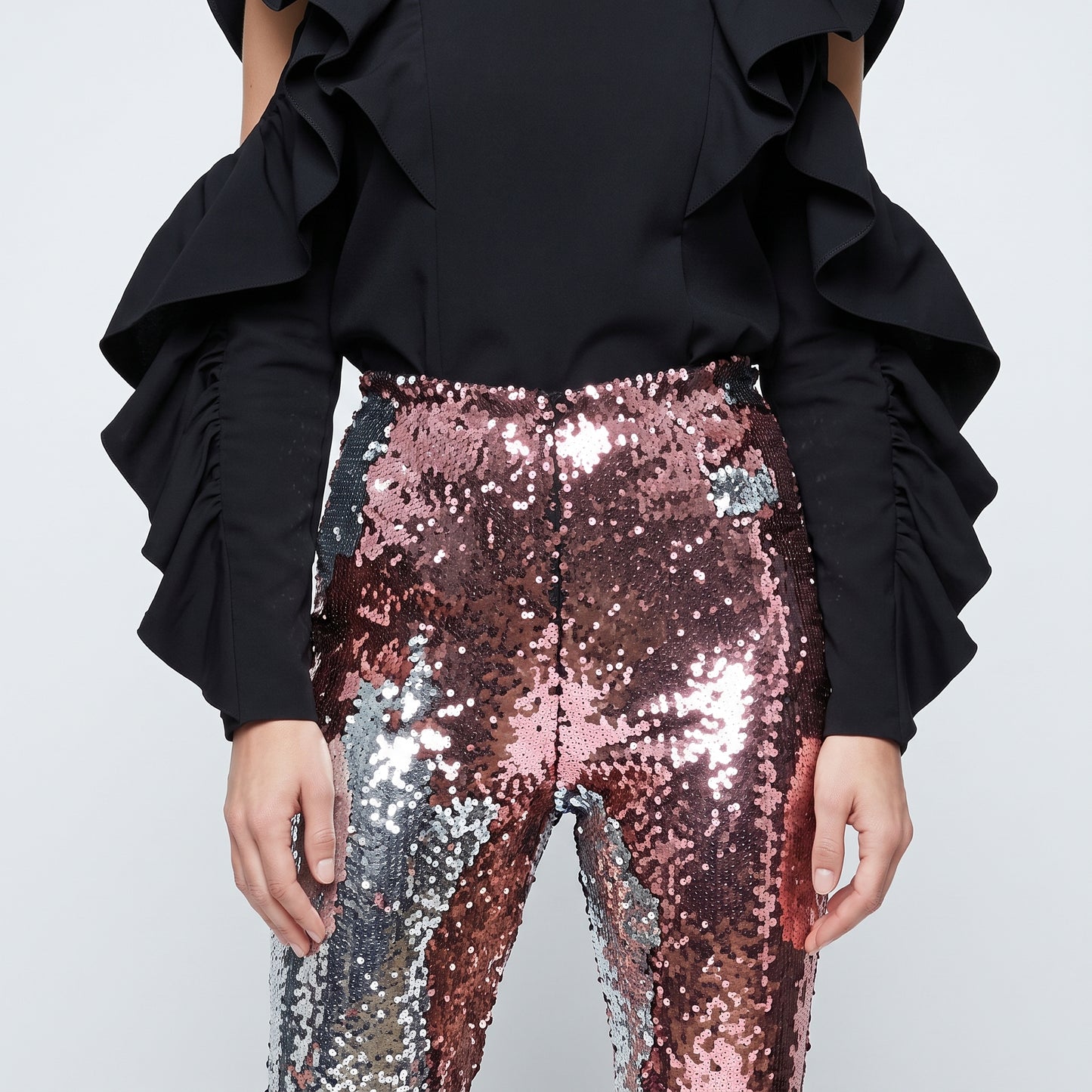 Metallic Sequin Embellished Trousers