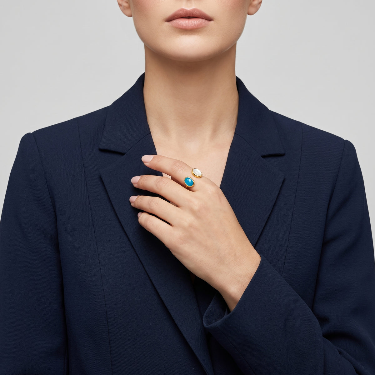 Dual Stone Statement Gold Ring