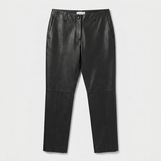 Sleek Paneled Leather Trousers