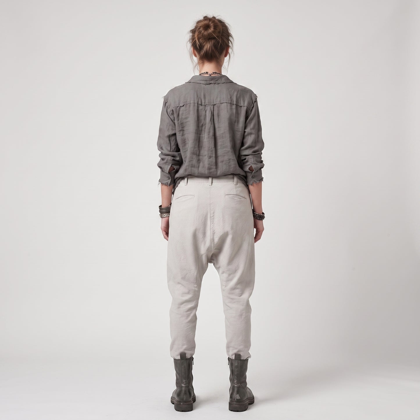 Relaxed Drawstring Linen Tapered Trousers
