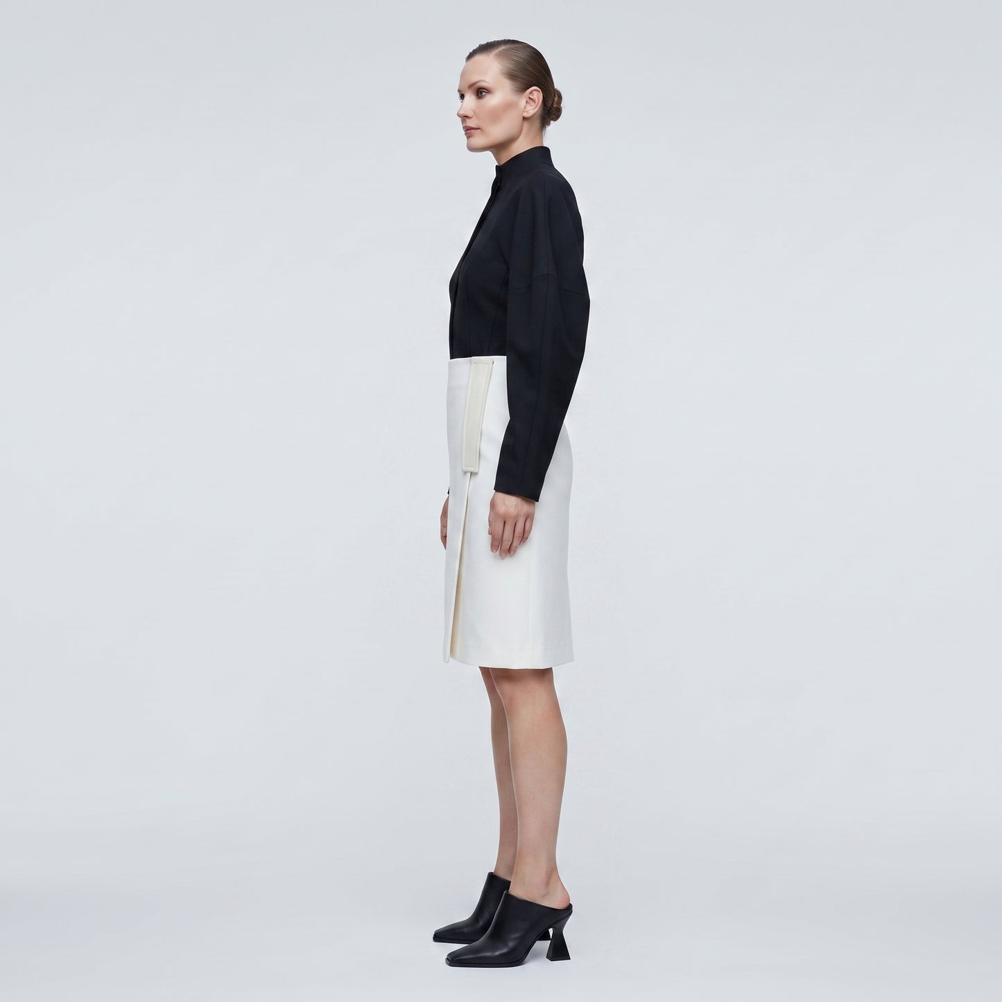 Minimalist White Wrap Pencil Skirt