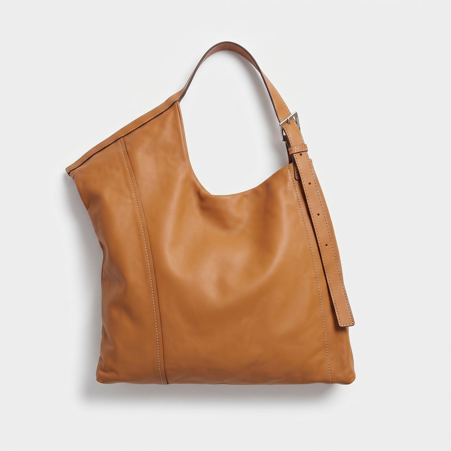 Geometric Tan Leather Shoulder Bag