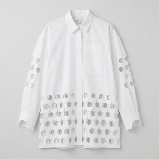 Cutout Detail Cotton Poplin Shirt