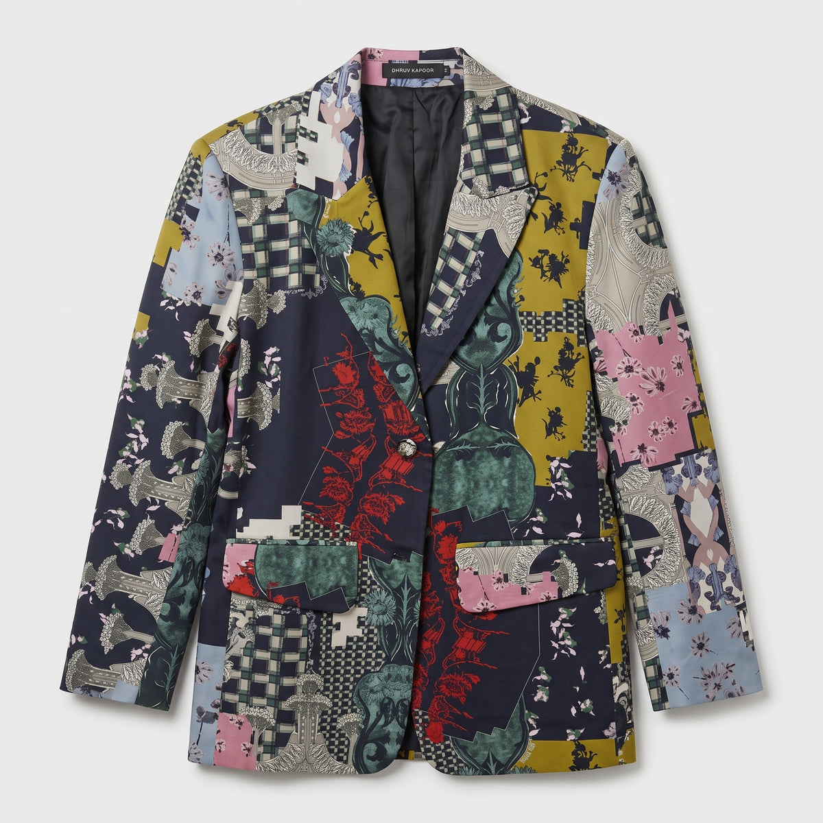 Patchwork Print Tailored Blazer