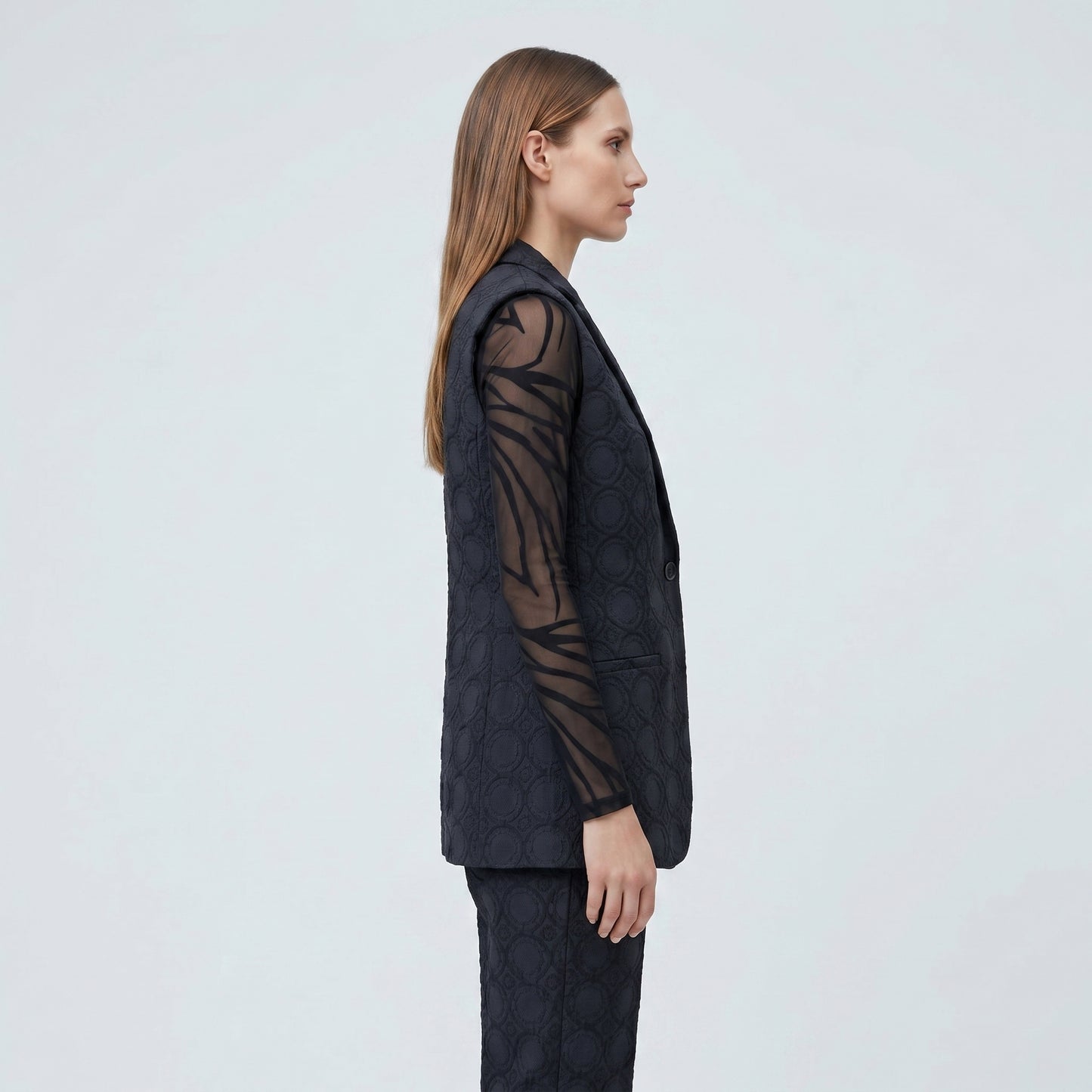 Structured Textured Black Vest