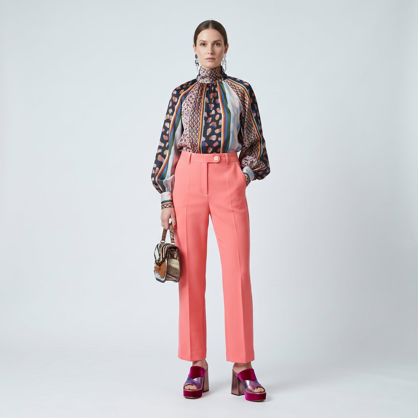 Tailored Coral Cropped Trousers