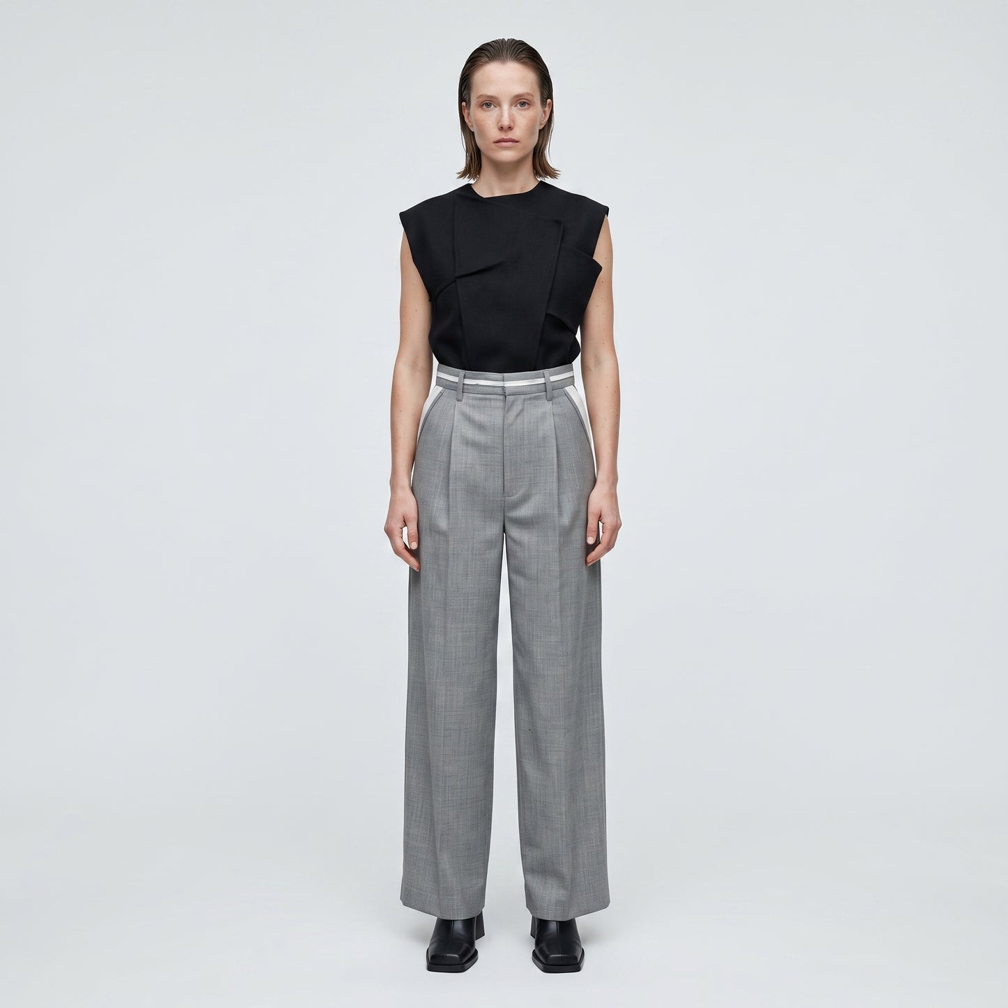 Tailored Grey Contrast Trousers