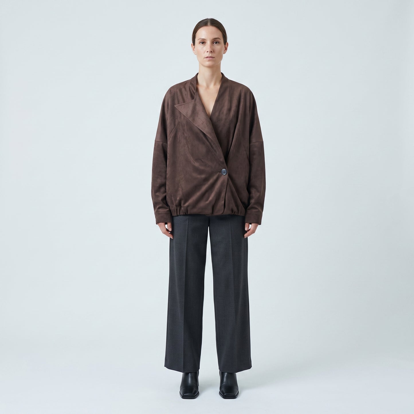 Structured Suede Wrap Jacket