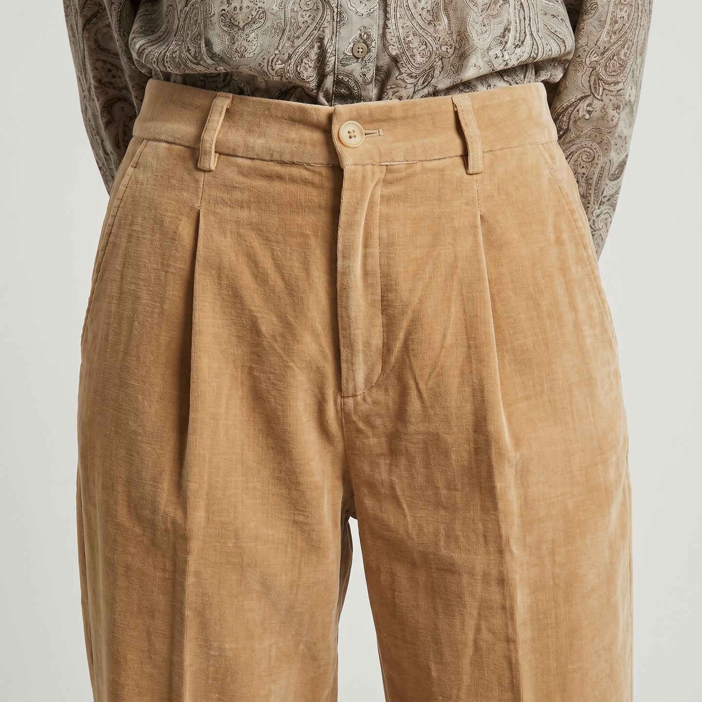 Tailored Pleated Velvet Trousers
