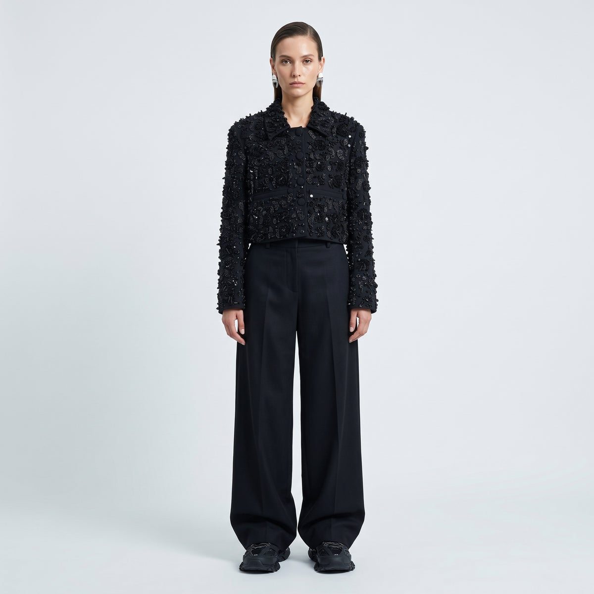 Embellished Beaded Cropped Jacket