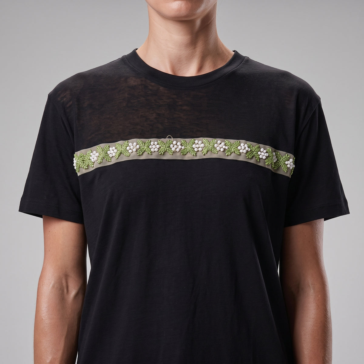 Embroidered Floral Detail T-Shirt