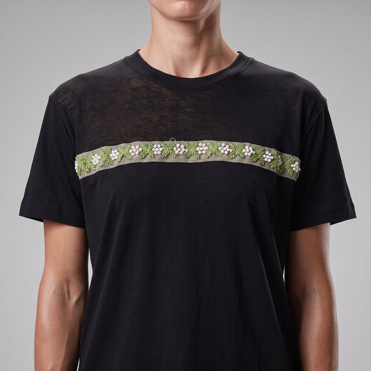 Embroidered Floral Detail T-Shirt