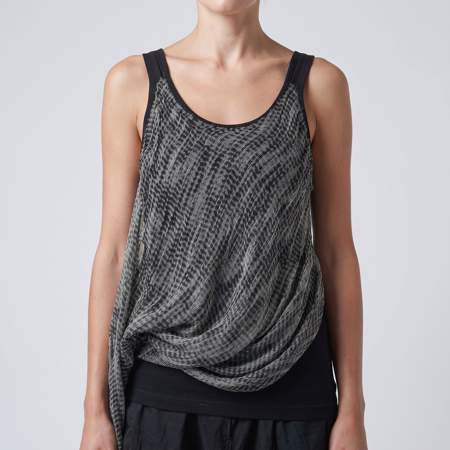 Draped Asymmetrical Overlay Tank Top