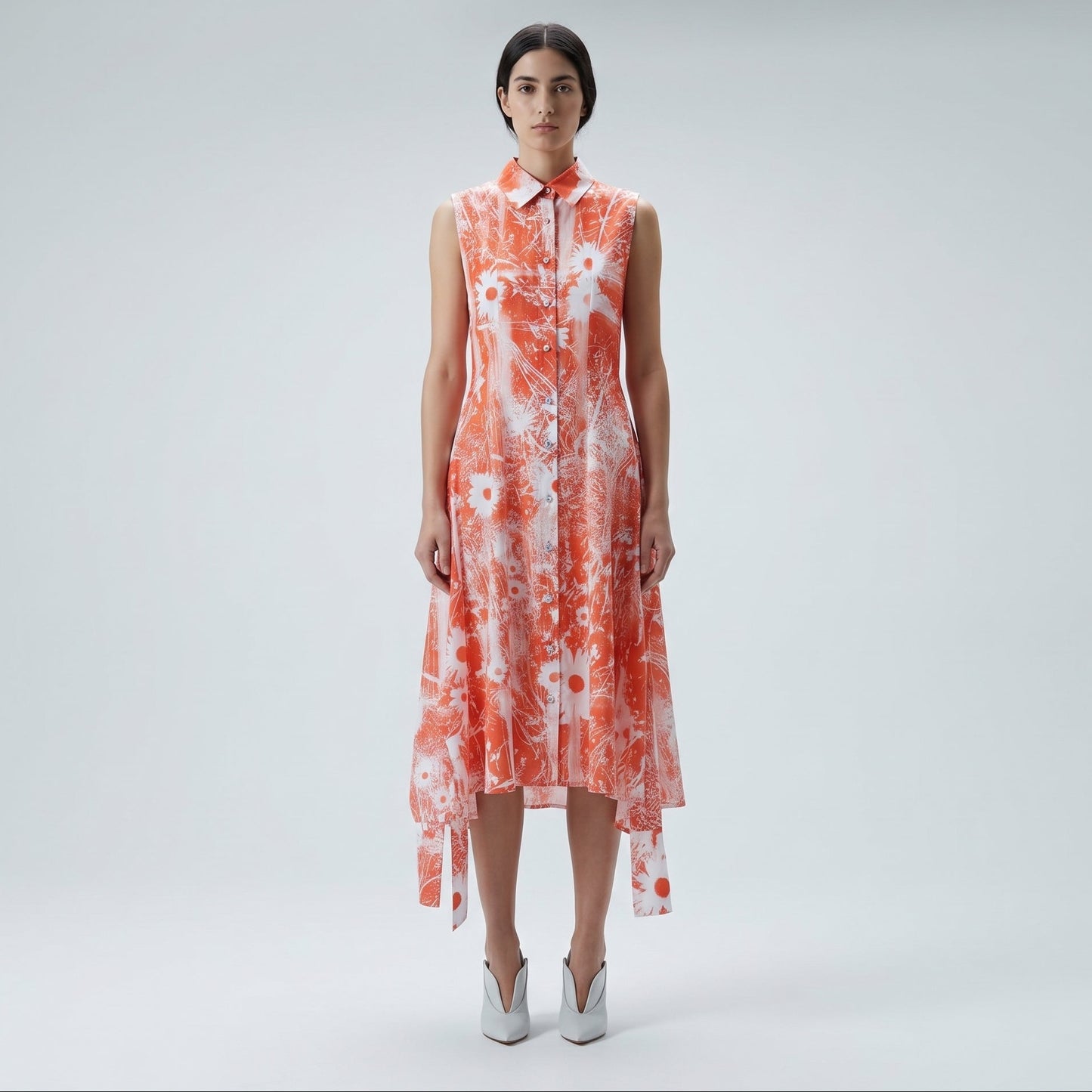 Floral Sleeveless Collared Shirt